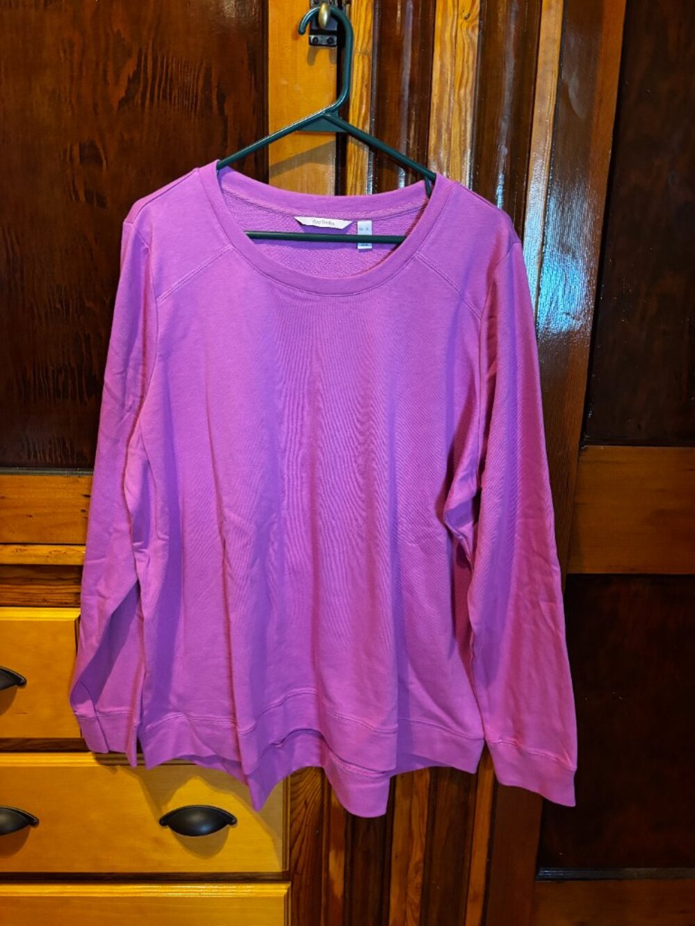 AnyBody Pink Cotton French Terry Crew Neck Sweatshirt Size XL Brand New